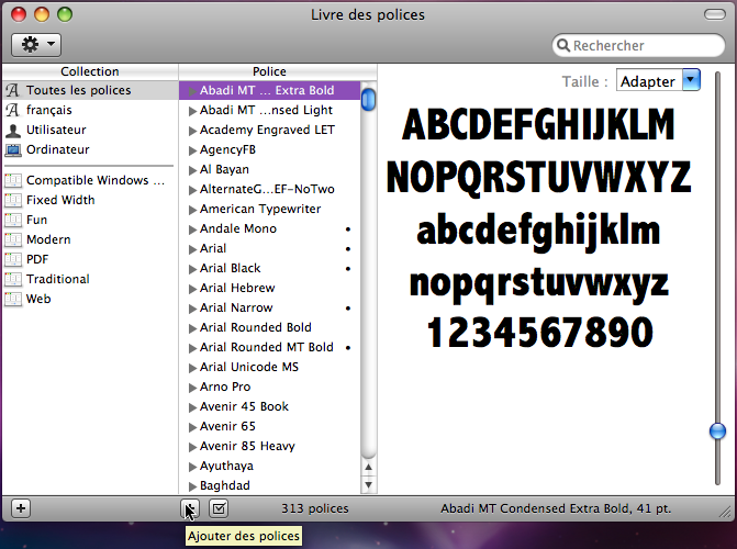 Comment ajouter plusieurs polices en une fois dans Mac OS X ?