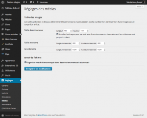 Réglages des médias ‹ Test de plugins — WordPress